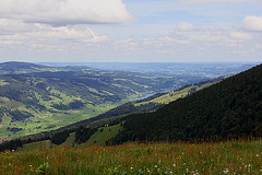 Blick vom Denneberg 1427 m auf den Alpsee bei Immenstadt