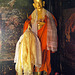Buddha statue against 14 Century frescoes