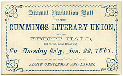 Cummings Literary Union Ball, Jan. 22, 1867