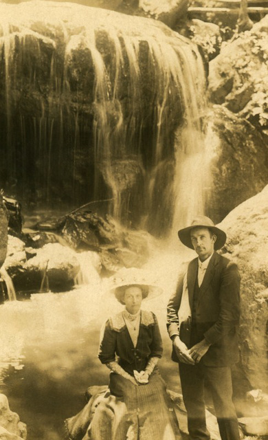 Frances and Ned at Leura Falls, New South Wales, Australia, March 15, 1914