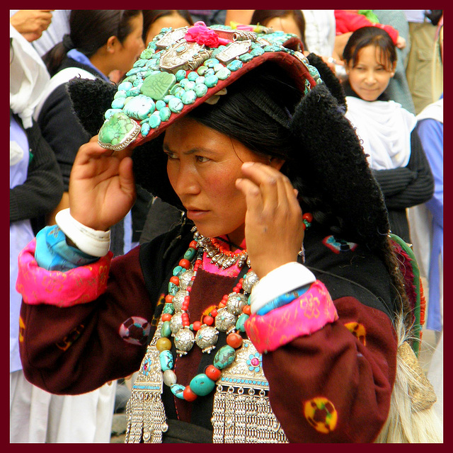 Ladakhi girl with turquoise headdress