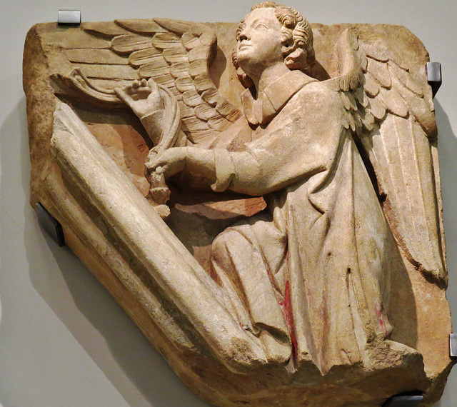 sawley angel,angel of c.1280 from tomb canopy of ralph de chaddesdon at sawley, derbyshire. now in the v. and a. he was treasurer of lichfield, archdeacon of coventry and diocesan chancellor.