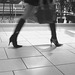 Asian Booty shopping in high-heeled boots / Jeune Dame Asiatique en bottes à talons aiguilles au centre commercial / B & W - Noir et Blanc