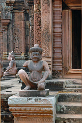Ancient statues in Banteay Srei temple