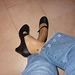 Christiane en talons hauts / In high heels - Tatouage K sur cheville / Ankle K tatoo - 6 février 2011 / Photo originale