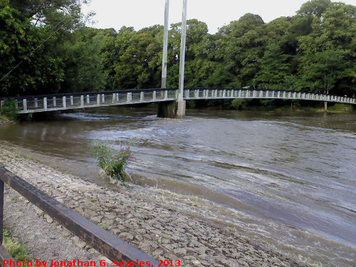 Swollen River Taff at Pontcanna Bridge, Cardiff, Wales (UK), 2013