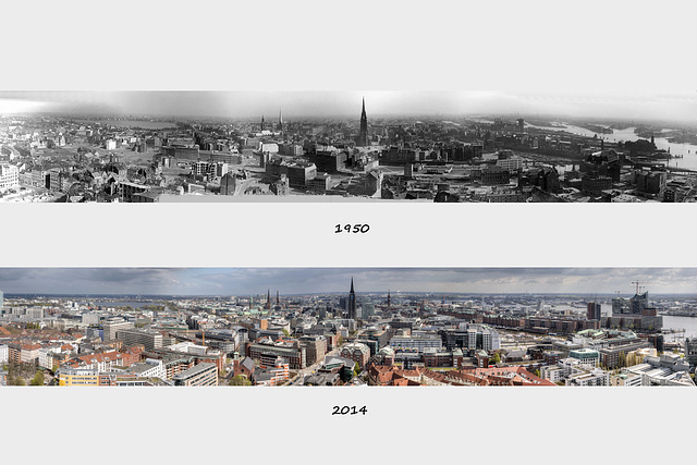 Hamburg Now and Then - View from the Belltower of St. Michaelis - East