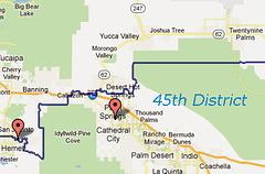 Bono Mack's 45th District Map detail