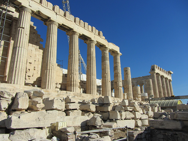 The southern face of the Parthenon.  This temple also was dedicated to Athena.