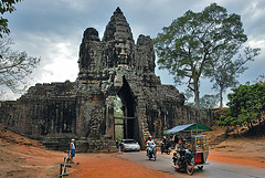 Passing the south gate to Angkor Thom