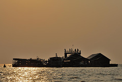 Tourist island in sunset light