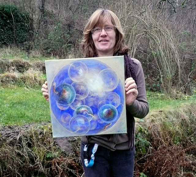 Das Goldene Multi-Blasen-Universum - gemalt von Heidrun Müller