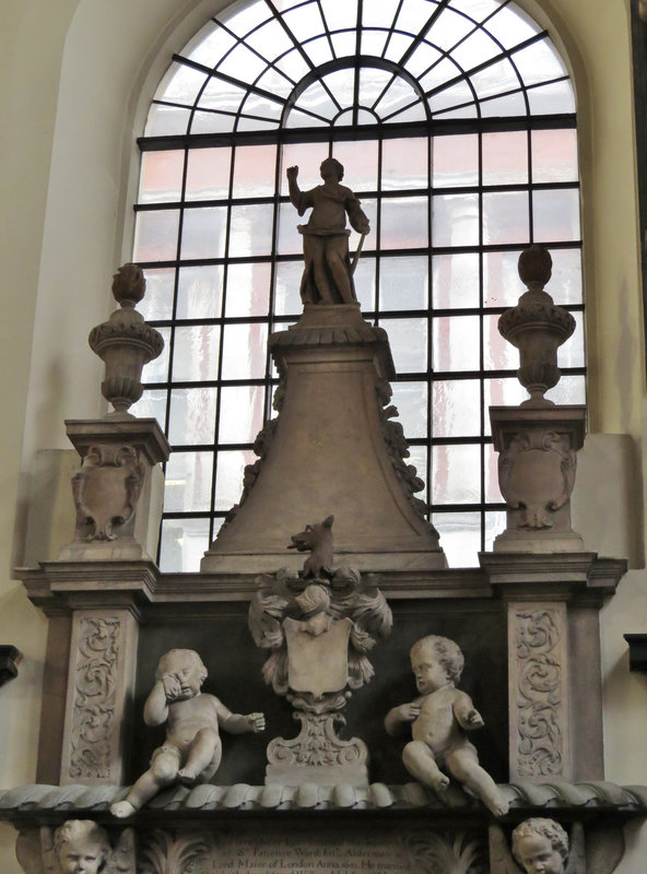 st.mary abchurch, london,memorial to sir patience ward, 1696, attrib. to thomas cartwright sen.