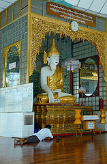 Meditation beside Buddhas face