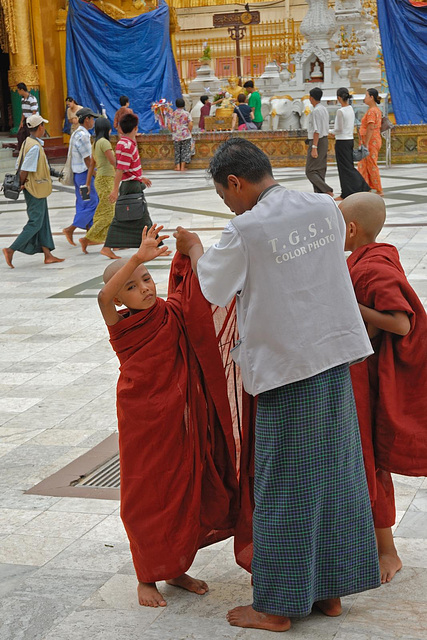 Young monks at the pagoda platform