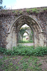 Entrance to Wretham Hall from the ruins of Saint Lawrence's Church, Norfolk