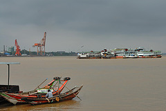 Crossing the river back to Yangon