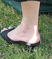 heels in grass