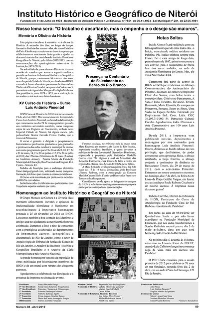 Literato 08 - PÁGINA 09 - INSTITUTO HISTÓRICO E GEOGRÁFICO DE NITERÓI