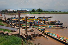 Boats bring worshippers to holy place