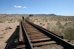 Eberhard on the Eagle Mountain Railroad Trestle (3799)