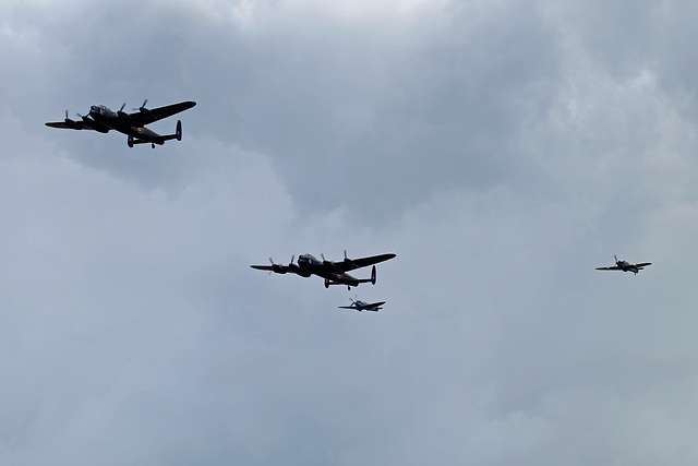 Wings and Wheels Dunsfold August 2014 X-T1 Lancasters Hurricane Spitfire 1