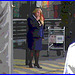 Distant blurry chubby blond flight attendant smoker in high heels  /  Hôtesse de l'air dodue en pause-cigarette - Brussels airport -19-10-2008 - Postérisation
