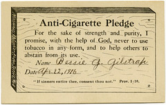Anti-Cigarette Pledge, 1916