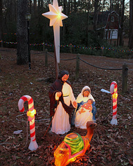Crèche with candy canes