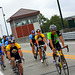 Cyclists on drawbridge