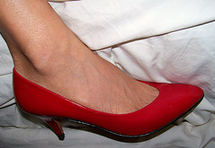 red caressa heels