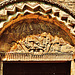 water stratford church, bucks,whilst showing some pre-conquest influences this is very obviously a norman tympanum; despite several authors' contentious claims.  it probably dates from the revived interest in earlier design that came about during the