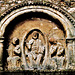 elstow abbey , beds 1140,a c12 norman panel of sculpture, with christ in a vesica between two apostles. unusual, as apparently not  a tympanum but an inhabited niche.