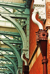 st.pancras station, london, cast iron gargoyles and hoppers