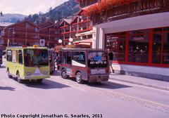 Electric Taxis, Picture 1, Cropped Version, Zermatt, Visp District, Switzerland, 2011
