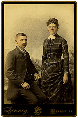 Tinted Cabinet Card of Man and Woman