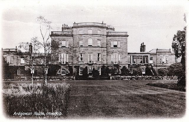 Garden Facade, Ardgowan House, Ayrshire from an Edwardian postcard