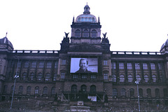 Vaclav Havel Memorial Display, Picture 13, Edited Version, Vaclavske Namesti, Prague, CZ, 2011
