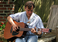 Guitarist in the garden