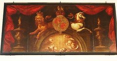 lamberhurst church, kent,royal arms of anne, c.1710, on canvas and presumed to have formed part of a reredos or tympanum