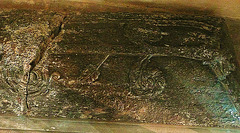 rochester cathedral tomb lid,purbeck cross slab of late c13, gabled, in presbytery
