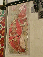 rochester cathedral c13 mural,wall painting of wheel of fortune, c.1227, in choir