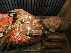 rochester cathedral,detail of c14 tomb of bishop john de sheppey, with original gesso and colour. 1360