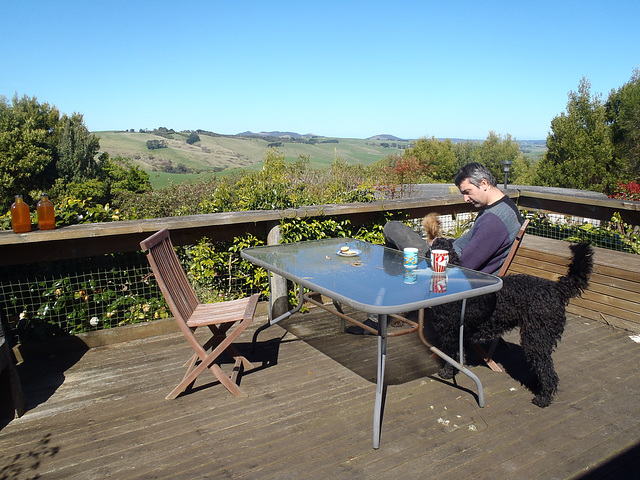 our first morning coffee outside