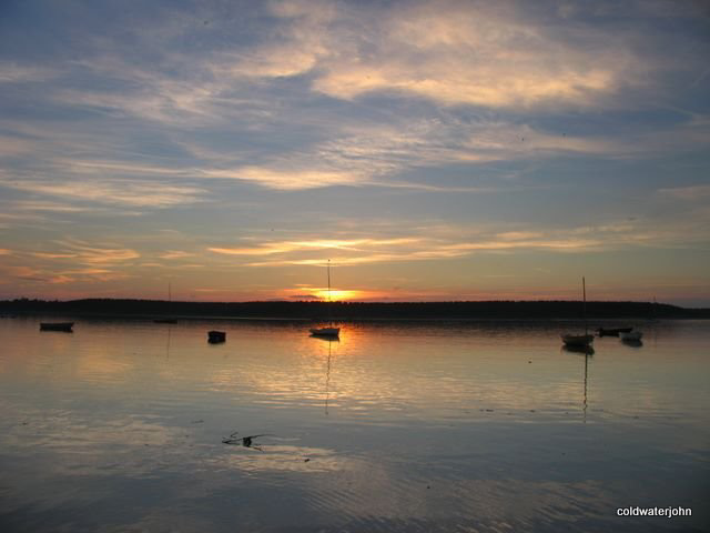 Findhorn Bay moorings at sunset