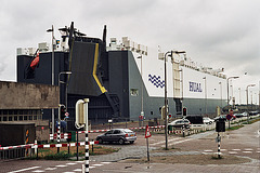 Big ship passing the sea locks at IJmuiden, the Netherlands