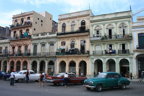 Taxis Wait In Jurassic Park, Havana