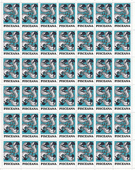 pisceana stamp, blue background