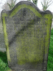 st.mary, walthamstow, london,c19,detail of slate gravestone of elizabeth ward, carved in 1825 by holt of spratton near northampton