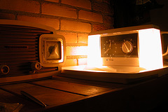 On my bedside table: 1955 Erres Clock Radio & 1980 Goblin Teasmade 855w